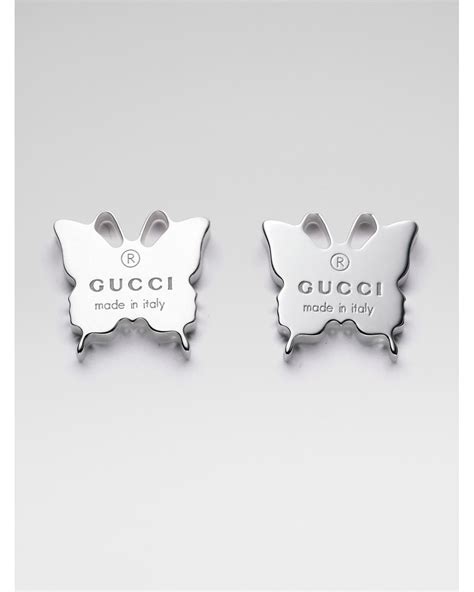 gucci double g silver earrings|butterfly Gucci earrings.